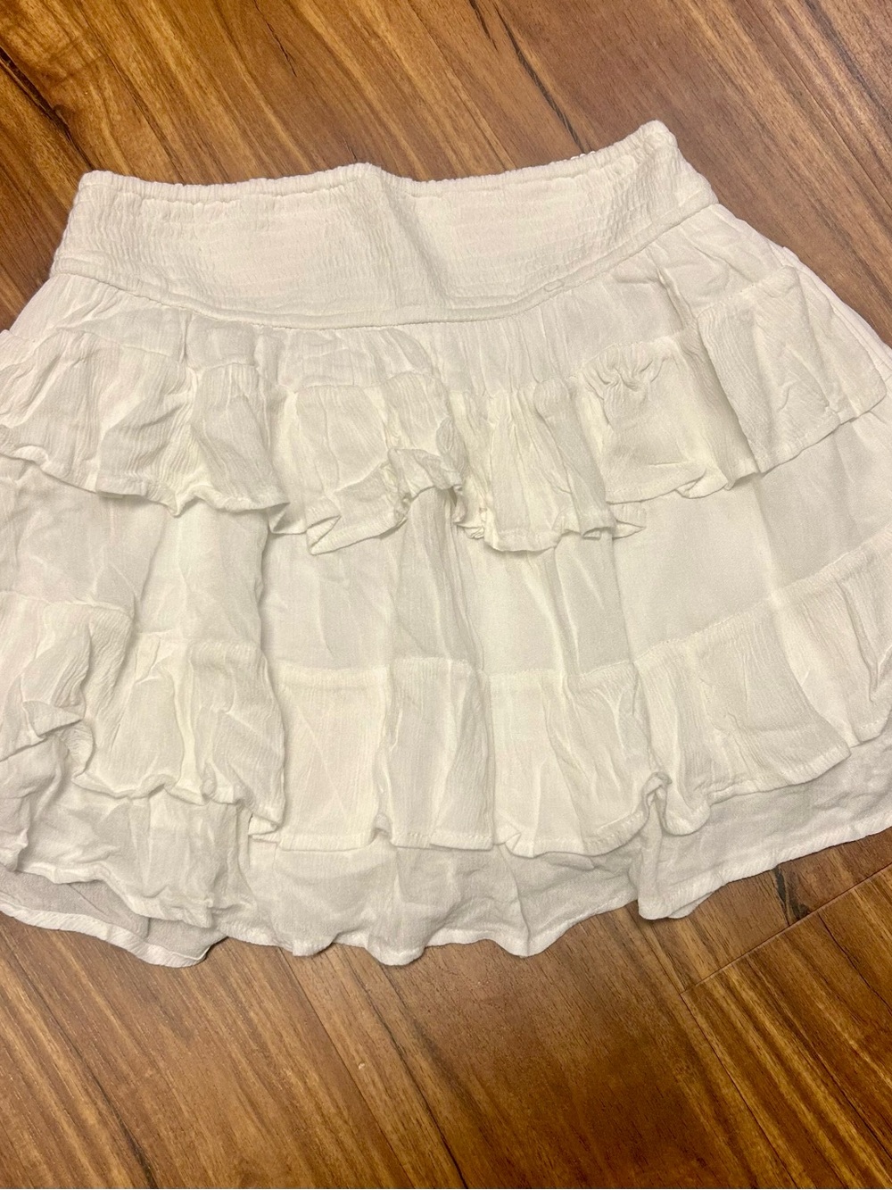 Hollister White Ultra High Smocked Layered Mini Skirt Preppy M NWT